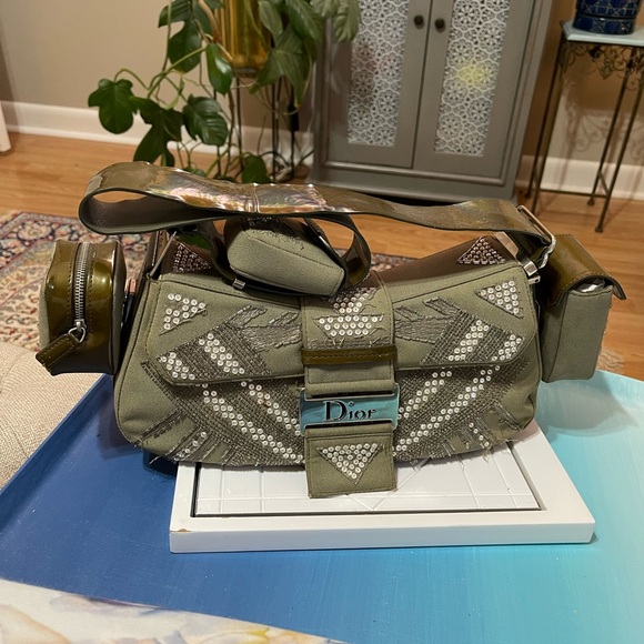 Dior Limited Edition Olive Green Silk Street Chic Columbus Ave Bag - Picture 2 of 16